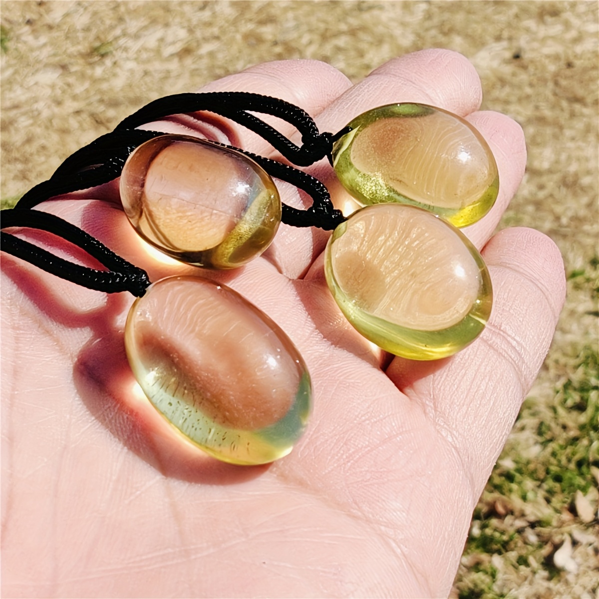 Women's High-Quality Natural Polished Yellow Quartz Pendant Necklace